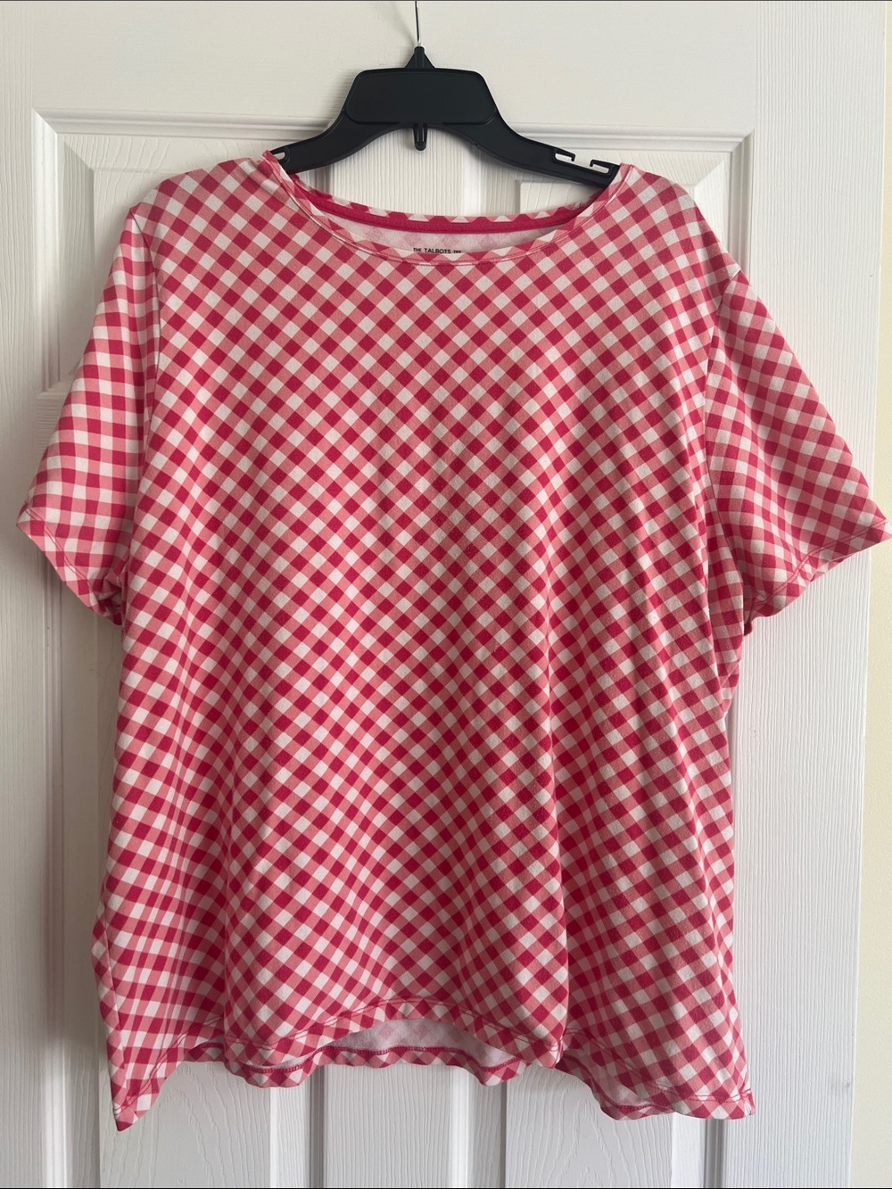 Talbots Pink and White Gingham Short Sleeve Tee